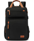 Casual Business Mens Laptop Backpack Waterproof Oxford Cloth Anti Theft Travel Go To Bag With Large Capacity Compartments Side Mesh Bottle Pocket Front Phone Pocket With Earphone Hole Luggage Pass Through shown front view