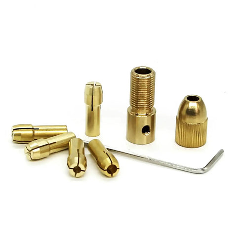 Hot Four Pack Brass Mini Collet Drill Chuck Keyless Adapter Socket For Electric Motor Shaft Rotary Tools Heavy Duty Grip And Long Life.