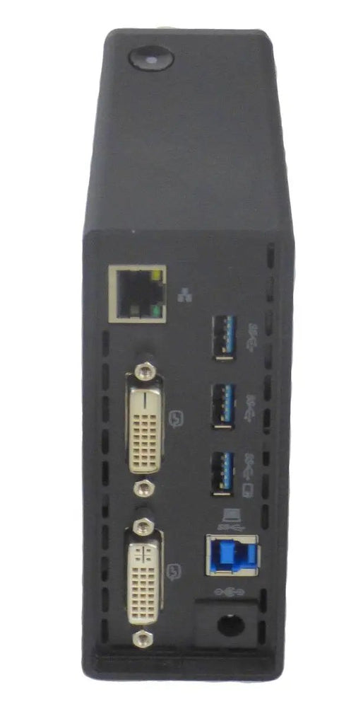 Slick Black USB 3.0 Dock For Straight Up USB Plug And Play Connectivity Rock Solid Wired Hub With USB 3.2 Gen 1 Ports Model 03X6059 rear view showing multiple ports.