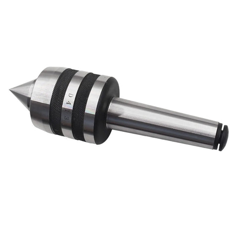 MT3 taper live center for CNC lathe; triple-bearing, hardened steel body with knurled collar