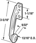 Top Shelf Right Hand Drawer Track Roller For Monorail Cabinet Slide Systems with dimensions 3-5/16 inch height and 13/16 inch wheel.