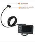 G518 Protocol 2 LCD Display for E Bike Dash with backlit screen and SM connector, showing connection wire and arrival light.