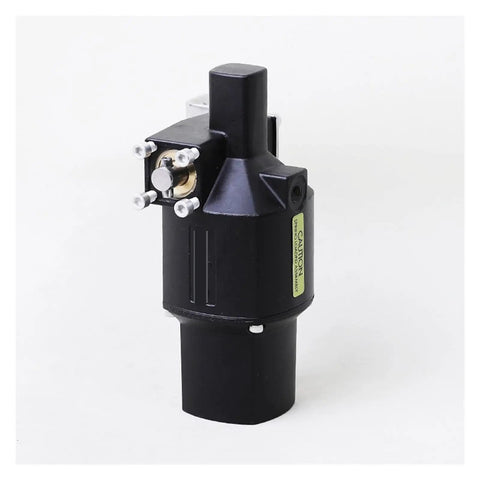 Heavy Duty Pneumatic Return Actuator MS-133-SR, black casing, stainless steel fittings, side view for water, oil, and air lines