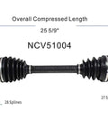 Left Front Driver Side CV Axle Shaft Assembly For OE Fit And Smooth Vibration Free Performance With Premium Materials Precise Balancing And A Beefy Boot Build, 25 5/9in, 28/27 splines