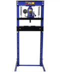 Front view of 20 Ton Hydraulic Shop Press With Gauge For Bending And Straightening, Pressing Bearings, Bushings, U Joints, Ball Joints And Pulleys On Heavy Duty Metal Projects, Solid Steel Frame For Longevity And Consistent Performance