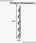 Product dimensions of Hella Sturdy Four Pack Cord Organizer Straps Featuring Slick Adjustable Five Loop Buckles for tight cable management.