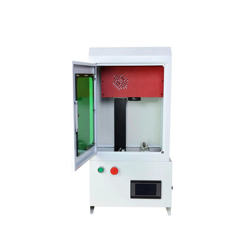 Next Level Automatic Label Marking Machine Featuring Computer Controlled Operation No Sweat Card Processing Dope Precision Tech And Solid Industrial Reliability open with green and red buttons.