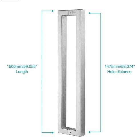 Built Tough 304 Stainless Steel Door Handle Set For Glass Barn Doors And Interior Doors Double Sided Push Pull Handle With Solid Standoffs 36 Inch Length In Silver