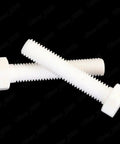 Heavy Duty PTFE Plastic Hex Cap Bolts M14 X 2.0 Pitch By 40Mm Long Pack Of 10 on a black background, showcasing their design.