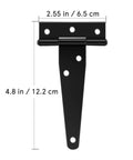 Black 4.8-inch T hinge from Six Piece 4 Inch T Hinges Set Anti Rust Iron Lightweight For Cabinet Doors And Barn Doors With Silent Hydraulic Buffer Soft Close DIY Friendly Heavy Duty Shed Door Hardware Ready For DIY Projects