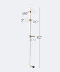 Equinox LED Wall Sconce Indoor Plug In Light For Bedroom And Bathroom With Glass Globe Shades Industrial Wall Mounted Fixture And On Off Switch Gold Finish Perfect For A Modern Home Vibe with dimensions and angles shown.