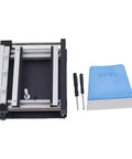 Manual SMT Solder Paste Printing Table With Steel Mesh, accessories, and tools, small screen printing station for PCB, top view