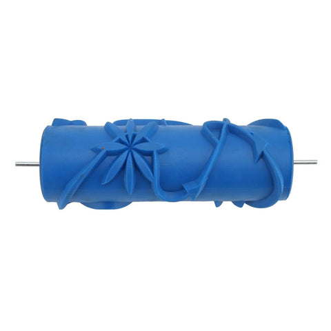 Premium Pattern Paint Roller With Soft Rubber Head For Walls And Ceilings, 12.7 cm blue roller with textured design.