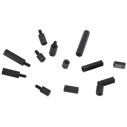 Non Conductive Nylon Hex Spacer Standoff Kit M3 Threaded Pillars Nuts 250 Piece Assortment For DIY UAV Drone RC Model Building And Industrial Projects Durable Lightweight Insulation For Makers, black nylon spacers and nuts