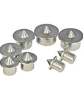 Pro Woodworking Dowel Center Pin Set, 8-Piece, Hollow Chrome Pins In 6mm, 8mm, 10mm, 12mm, arranged on white background