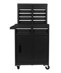 Heavy Duty Five Drawer Rolling Tool Chest With Spacious Storage Cabinet On Four Smooth Rollin Casters, black metal design.