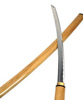 Handmade Japanese Shirasaya Samurai Katana With 26.5 Inch Carbon Steel Blade Natural Wood Handle Blood Groove Decorative Hamon