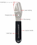 Bike Disc Brake Truing Fork And Alignment Tool Set With Pad Gap Regulator showing stainless steel fork with three slot depths