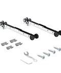 88 Lbs Bypass Sliding Door Two Way Soft Close Mechanism With Three Wheel System and installation parts on white backdrop
