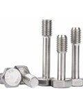 Built Tough Stainless Steel M6 X 40 Captive Panel Screws With Hex Nuts And Plain Washers, close-up of assembled fasteners.