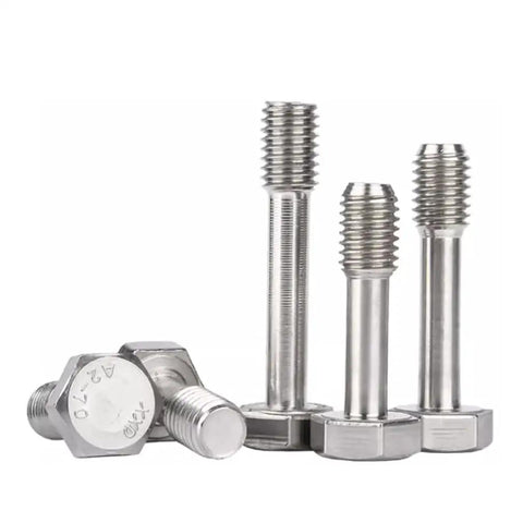 Built Tough Stainless Steel M6 X 40 Captive Panel Screws With Hex Nuts And Plain Washers, close-up of assembled fasteners.