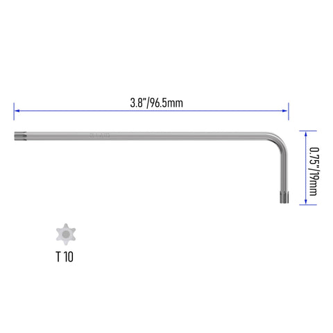 Four Piece T10 Long Tamper Proof Torx Hex Key Set With Extra Long Arm For Anti Tamper Security Screws Nickel Plated CRV Steel