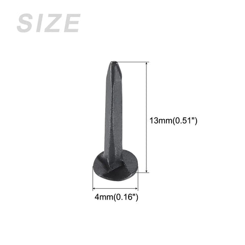 Hella Durable Metal Tack Nails 500 Piece Set Tight Grip Hardware Studs showing 13mm length and 4mm head size for woodworking