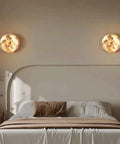 ROPCVAX Wall Sconce Lamp Light Fixture Lighting Modern Nordic, round Alabaster lamp, 5.9 inch diameter, ambient bedroom lighting.