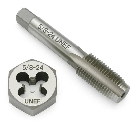5 By 24 Inch Thread Tap And Die Set With HSS Tap And GCr15 Alloy Die For Right Hand Inch Threads displayed side by side
