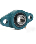 UCFL205-16 pillow block bearing, 1-inch bore, teal cast-iron housing with 2-bolt flange, self-aligning