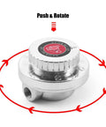 Adjustable Fuel Pressure Regulator Kit For Carburetor Systems With Inline Fuel Pump 1 To 5 Psi Regulator Includes 0 To 15 Psi Gauge And Zinc Block Street Ready Easy Install To Maintain Consistent Fuel Flow, chrome push and rotate valve