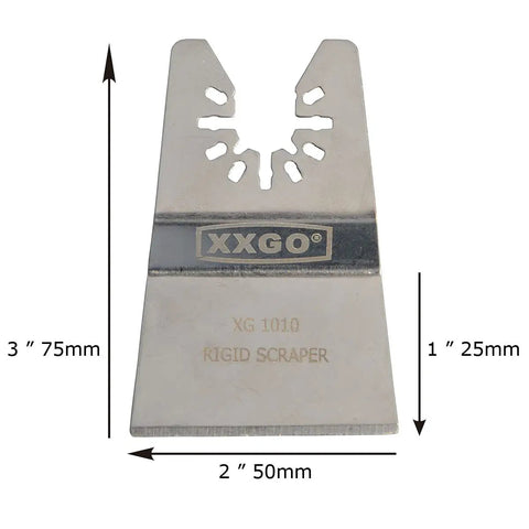 4 Piece Rigid Oscillating Tool Scraper Blades Set For Scraping And Cutting Tile Adhesive Caulk Paint Sealant In Tight Corners Quick Release Universal Fit Pro Grade Heavy Duty Includes 2x2 In Rigid Blades And 2x4 In Cutting Tapered Blades