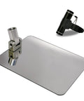 Under Vehicle Inspection Mirror With Large Clear Mirror And Three Quarters Inch Heavy Duty Extendable Poles For Quick Under Car Checks At Checkpoints Airports Hotels Clubs And Law Enforcement Bases, featuring a glossy rectangular mirror with attached mount and LED light handle.