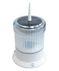 Solar Piling Cap Light For Docks with clear lens, pointed solar panel, dockside ready, 6 color LED modes visible