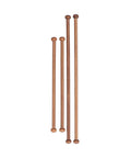 Set Of Four Top Shelf Wooden Dowel Closet Hangers With Burr Free Smooth Sandalwood Finish 12 Inch And 9 Inch Rods for wardrobe storage.