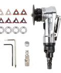 Mini Pneumatic Chamfering Machine JIUNENG Metal Edge Beveler with blades and accessories laid out for precision deburring.