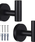 2 Pack Matte Black Wall Mount Towel Hooks Set Heavy Duty Robe Coat Hooks Holder for Bathroom Kitchen Garage Home Office