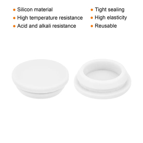 Top Shelf Badass Snap In Silicone Hole Plugs 2 Pack White 27MM Panel Seal Covers Waterproof bulkhead grommets shown from the side.