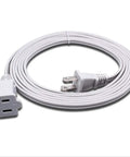 Ten Foot Two Prong Indoor Extension Cord White 18 Gauge Two Conductor ETL Listed Waterproof Plug And Play Power Cable For Home Office Garage Indoor Outdoor Use