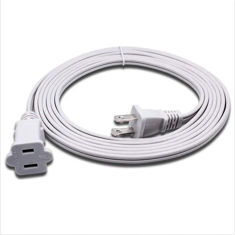 Ten Foot Two Prong Indoor Extension Cord White 18 Gauge Two Conductor ETL Listed Waterproof Plug And Play Power Cable For Home Office Garage Indoor Outdoor Use