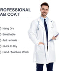 Unisex White Lab Coat For Students And Pros, Spillproof Medical Coat With Durable Fabric, Multi Purpose Lab Jacket, XXL Size