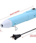 Compact Mini Heat Gun Goes Hard On Sweet Diy Craft Jobs, 19cm long with ergonomic blue grip, retractable bracket, and power cord.
