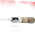 Leather Stitching Machine Hand Sewing Tool with wooden handle and needle attachment for DIY crafts and repairs.