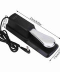 Dope Universal Sustain Pedal For Digital Pianos And MIDI Keyboards One Quarter Inch Jack Foot Pedal Mat with dimensions depicted