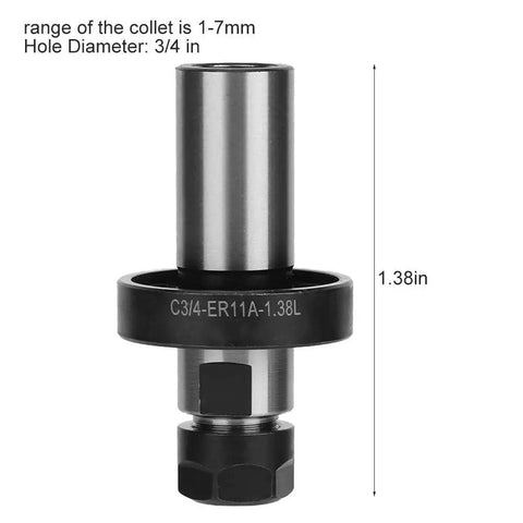 Heavy Duty Shaped Chuck Collet Lengthen Tool For Carving Machines With 3/4 In C3/4 Er11a Specs. Detail of collet tool dimensions.