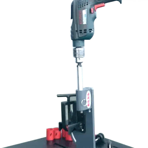 Aluminum Pipe Notcher 0-45 Degree Adjustable For 2 Inch Pipes And Tubes With Built-In Protractor mounted on drill press
