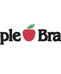 Apple Brand logo featuring a red apple icon with green leaf and bold black text.