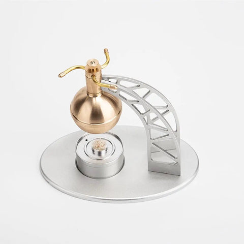 Heros Engine Steam Ball Model Kit That Really Works Full Metal Engine Model For DIY Enthusiasts Build Your Own Steam Powered Engine Hands On History And STEM Fun For Adults Silver Finish, full-metal silver and brass steam ball engine kit on round base