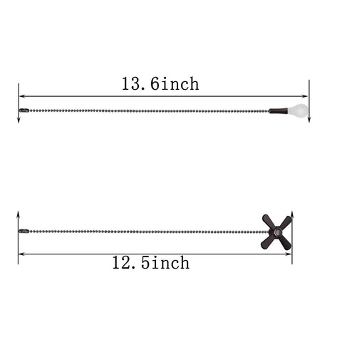 Beaded Ball Ceiling Fan Pull Chain Set, 12 Inch Replacement Chains With Connectors, 2 Pack, showing length and design details.