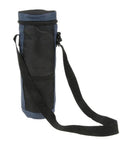 Top Shelf 2 Liter Oxford Insulated Cooler Bag With Long Grip Lightweight Bottle And Can Hauler Grab And Go Drink Carrier Perfect For Camping Beach Or Tailgate Vibes Blue, side view with adjustable strap.